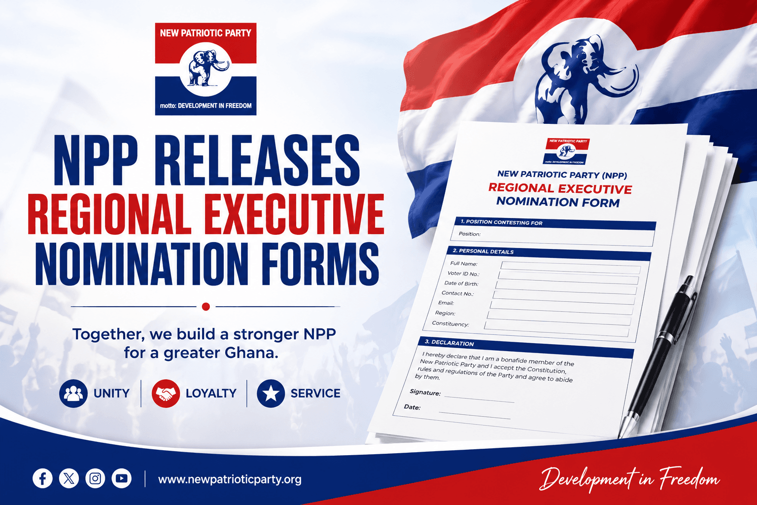 NPP Releases Regional Executive Nomination Forms