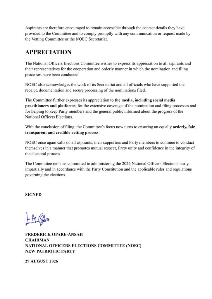 NPP Closes Filing of Nominations for 2026 National Officers Elections - image 4